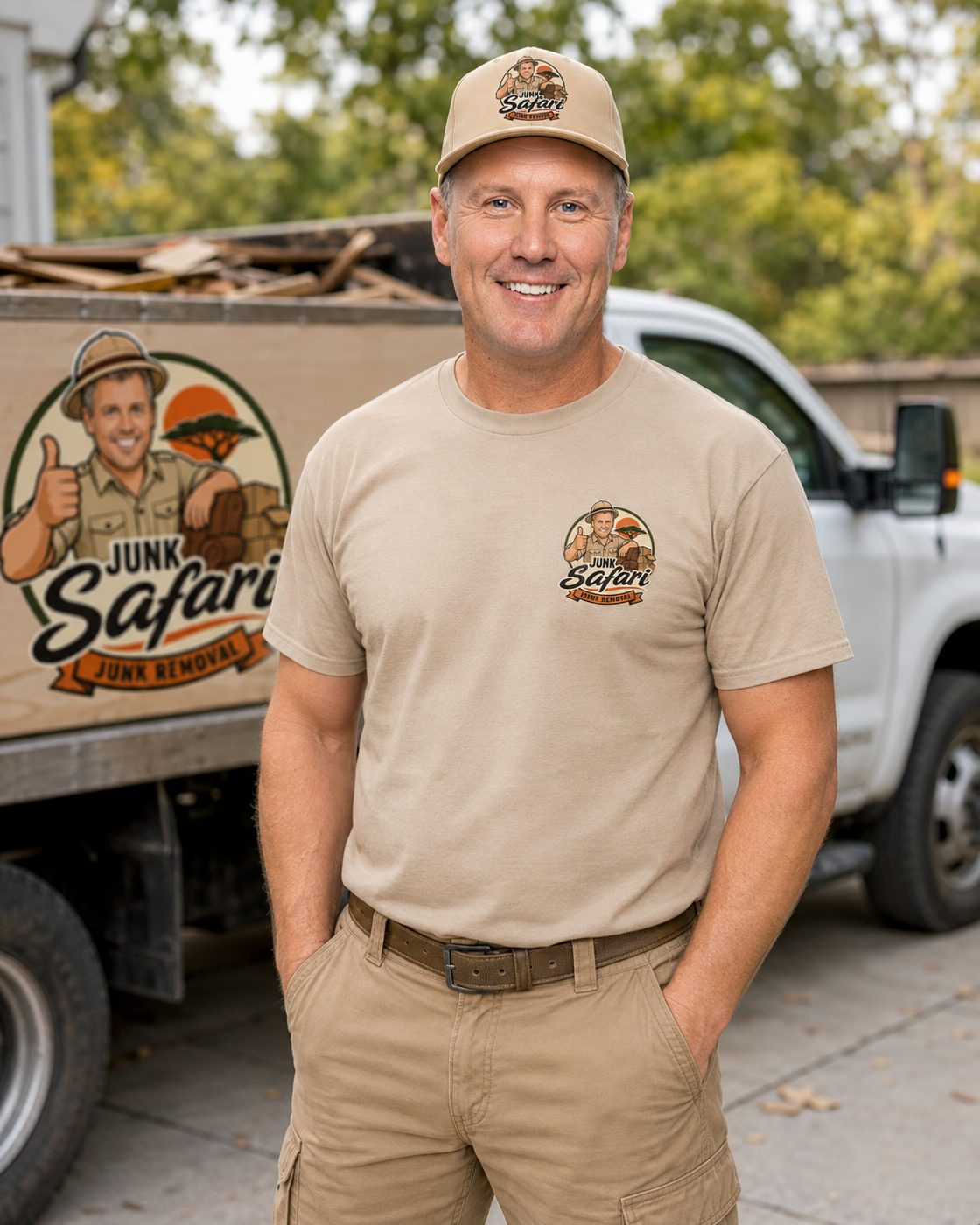 Josh in front of the Junk Safari trailer